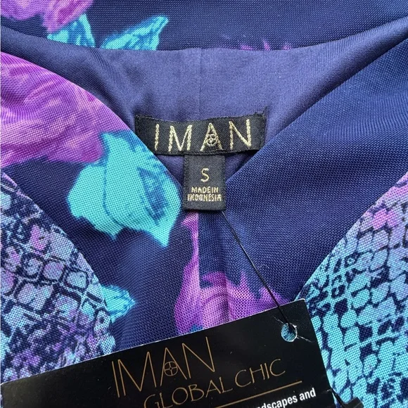 IMAN Multicolor Floral and Snake Print Long Sleeve Dress - Picture 8 of 9